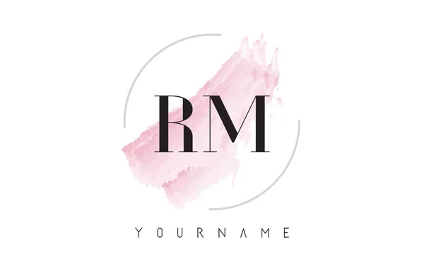 Diseño del logotipo de la letra de acuarela RM R M con patrón de cepillo circular — Vector de stock