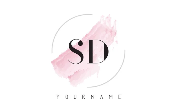 SD S D Watercolor Letter Logo Design with Circular Brush Pattern — Stock Vector