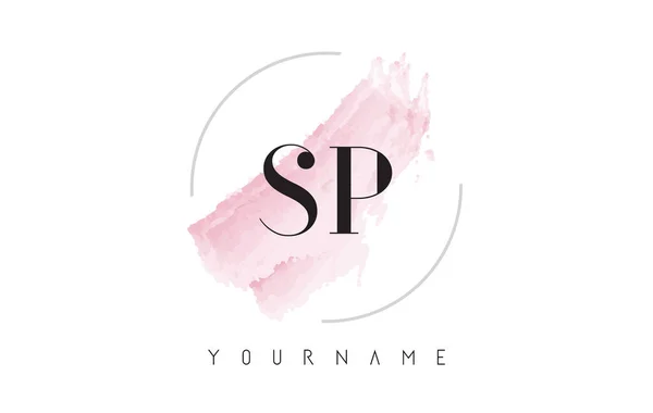 SP S P Watercolor Carta Logo Design com padrão de escova circular — Vetor de Stock