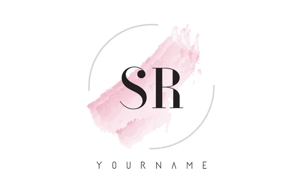 SR S R aquarel brief Logo ontwerp met circulaire penseelpatroon — Stockvector