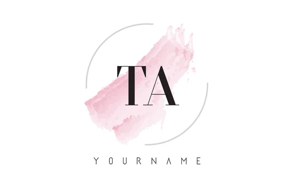 TA T Un diseño de logotipo de letra de acuarela con patrón de cepillo circular — Archivo Imágenes Vectoriales