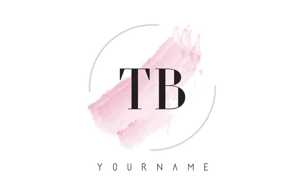 Diseño de logotipo de letra de acuarela TB T B con patrón de cepillo circular — Vector de stock