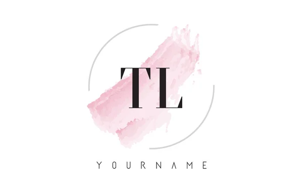 TL T L akvarell brev Logotypdesign med cirkulär penselmönster — Stock vektor