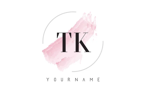 Diseño de logotipo de letra de acuarela TK T K con patrón de pincel circular — Vector de stock