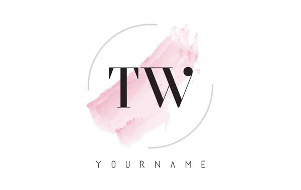 Diseño de logotipo de letra de acuarela TW T W con patrón de cepillo circular — Vector de stock