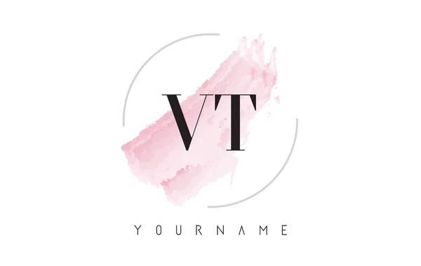 Diseño del logotipo de la letra de acuarela VT V T con patrón de cepillo circular — Vector de stock