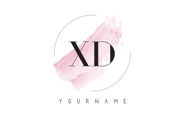 XD X D การออกแบบโลโก้ตัวอักษรสีน้ําด้วยรูปแบบแปรงวงกลม — ภาพเวกเตอร์สต็อก