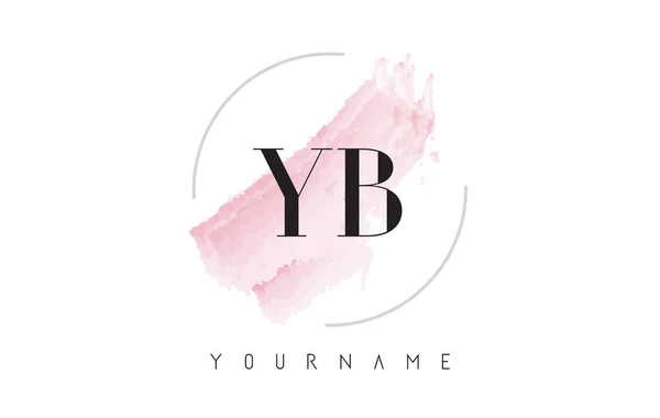 YB Y B aquarel brief Logo ontwerp met circulaire penseelpatroon — Stockvector
