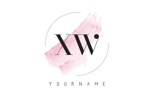 Xw X W 水彩字母标志设计与圆形画笔图案 — 图库矢量图片