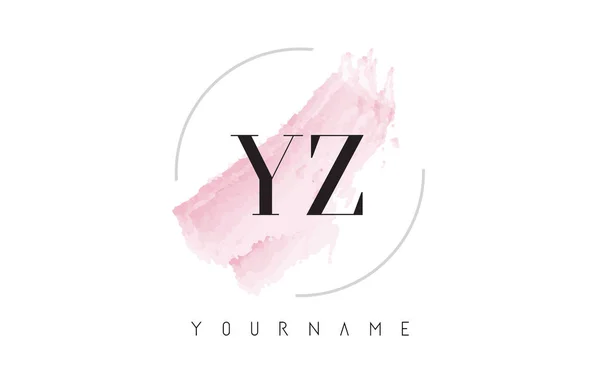 Diseño de logotipo de letra de acuarela YZ Y Z con patrón de pincel circular — Vector de stock