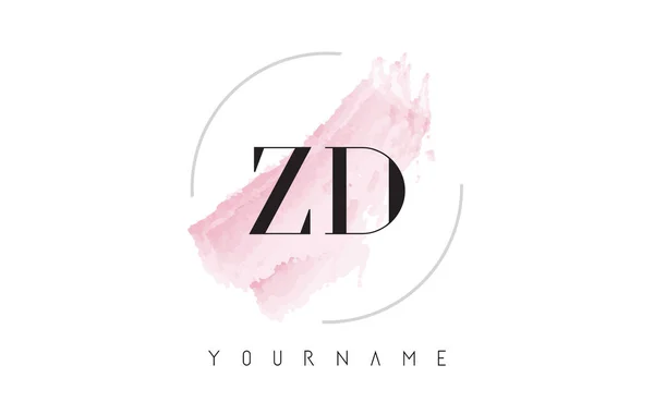 ZD Z D การออกแบบโลโก้ตัวอักษรสีน้ําด้วยรูปแบบแปรงวงกลม — ภาพเวกเตอร์สต็อก