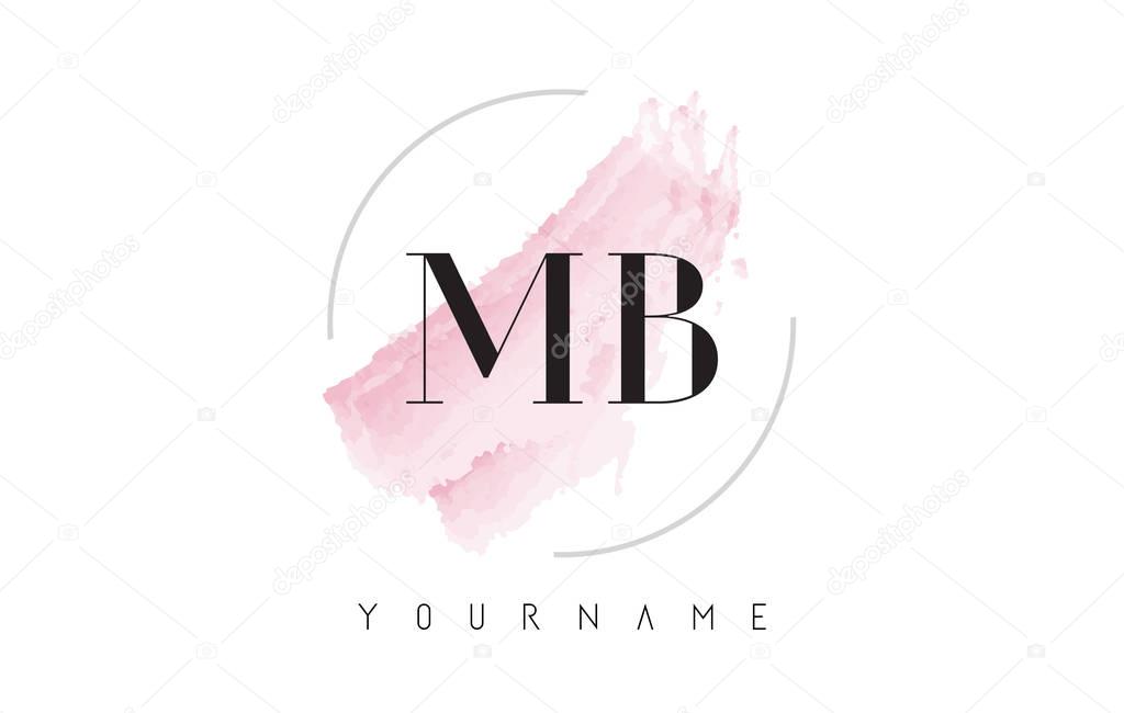 MB M B Watercolor Letter Logo Design with Circular Brush Pattern