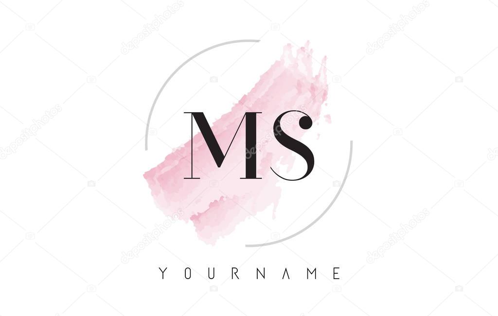 MS M S Watercolor Letter Logo Design with Circular Brush Pattern