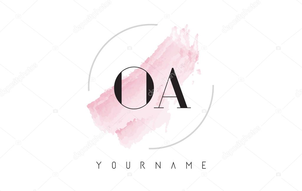 OA O A Watercolor Letter Logo Design with Circular Brush Pattern