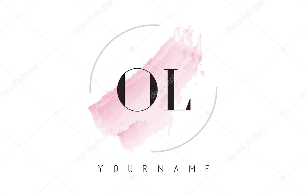 OL O L Watercolor Letter Logo Design with Circular Brush Pattern