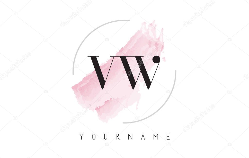 VW V W Watercolor Letter Logo Design with Circular Brush Pattern