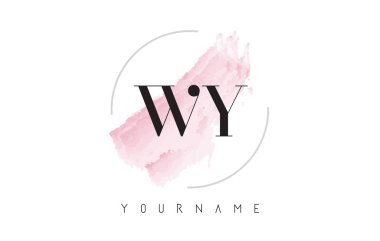 WY W Y suluboya mektup Logo Tasarım dairesel fırça deseni ile