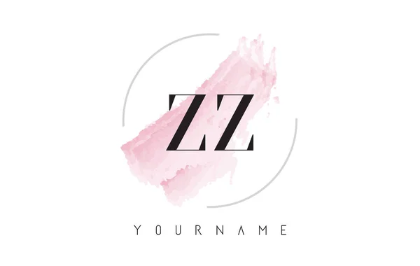 Diseño del logotipo de la letra de acuarela ZZ Z con patrón de cepillo circular . — Vector de stock
