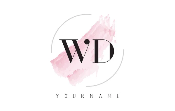 Diseño de logotipo de letra de acuarela WD W D con patrón de cepillo circular — Vector de stock