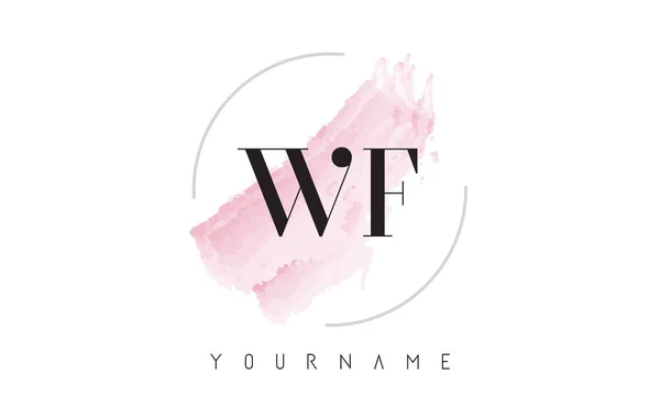 WF WF F การออกแบบโลโก้ตัวอักษรสีน้ําด้วยรูปแบบแปรงวงกลม — ภาพเวกเตอร์สต็อก
