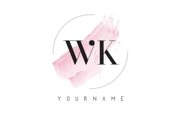 WK WK K การออกแบบโลโก้ตัวอักษรสีน้ําด้วยรูปแบบแปรงวงกลม — ภาพเวกเตอร์สต็อก