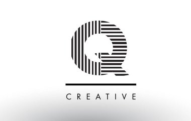 Q siyah ve beyaz çizgiler mektup Logo tasarımı.
