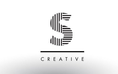 S siyah ve beyaz çizgiler mektup Logo tasarımı.