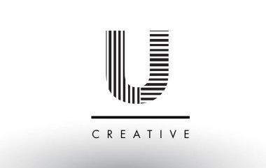 U siyah ve beyaz çizgiler mektup Logo tasarımı.