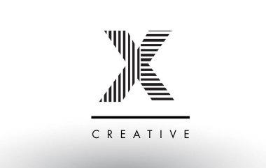 X siyah ve beyaz çizgiler harf Logo tasarımı.