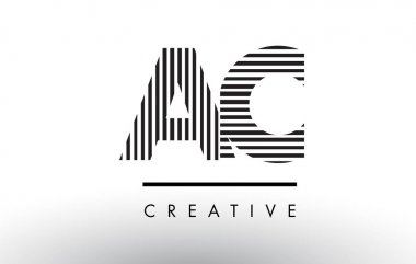 AC bir C siyah ve beyaz çizgiler mektup Logo tasarımı.