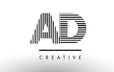 Reklam bir D siyah ve beyaz çizgiler mektup Logo tasarımı.