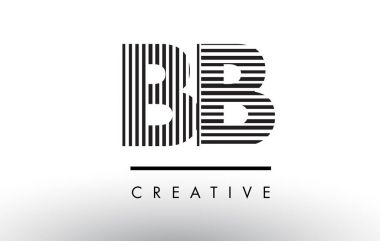 BB B B siyah ve beyaz çizgiler Logo tasarımı mektup.