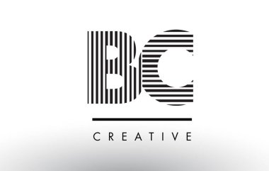 M.ö. B C siyah ve beyaz çizgiler mektup Logo tasarımı.