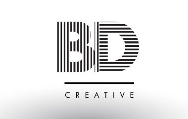 Logo Tasarım BD B D siyah ve beyaz çizgiler mektup.
