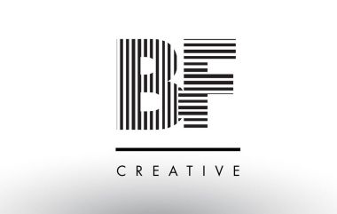 BF B F siyah ve beyaz çizgiler Logo tasarımı mektup.