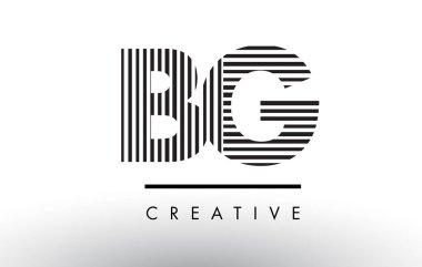 Logo Tasarım BG B G siyah ve beyaz çizgiler mektup.