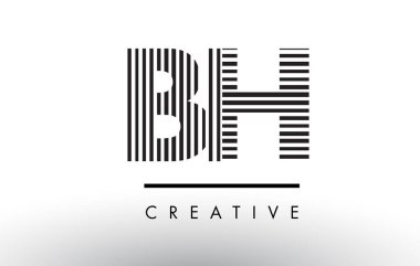 BH B H siyah ve beyaz çizgiler Logo tasarımı mektup.