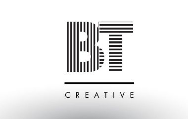 BT B T siyah ve beyaz çizgiler mektup Logo tasarımı.