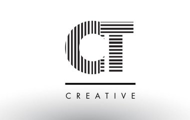 CT C T siyah ve beyaz çizgiler mektup Logo tasarımı.