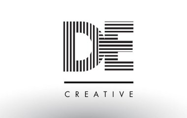 De D E siyah ve beyaz çizgiler mektup Logo tasarımı.