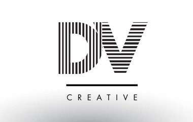 DV D V siyah ve beyaz çizgiler Logo tasarımı mektup.