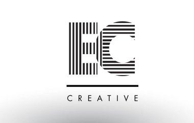 EC E C siyah ve beyaz çizgiler Logo tasarımı mektup.