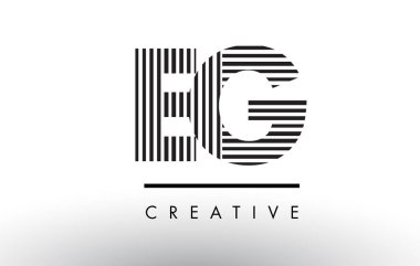 Örneğin E G siyah ve beyaz çizgiler harf Logo tasarımı.