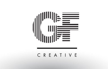 GF G F siyah ve beyaz çizgiler Logo tasarımı mektup.