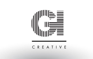 Gi G Ben siyah ve beyaz çizgiler mektubu Logo tasarımı.