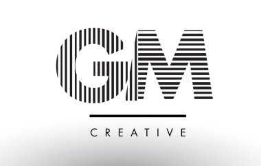 GM G M siyah ve beyaz çizgiler Logo tasarımı mektup.