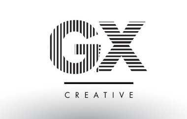 Logo Tasarım GX G X siyah ve beyaz çizgiler mektup.