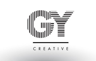 GY G Y siyah ve beyaz çizgiler mektup Logo tasarımı.