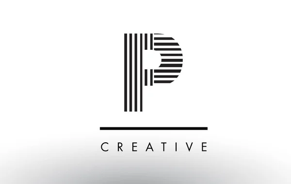 P siyah ve beyaz çizgiler mektup Logo tasarımı. — Stok Vektör