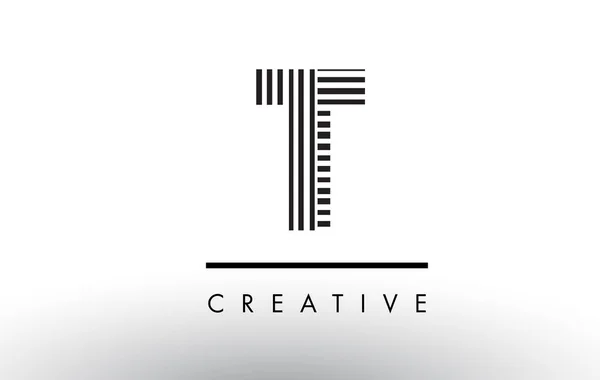 Logo ontwerp van T zwart-wit lijnen brief. — Stockvector